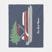 Pontoon Boat with Christmas Tree on Top Fleece Bla Deken (Voorkant)