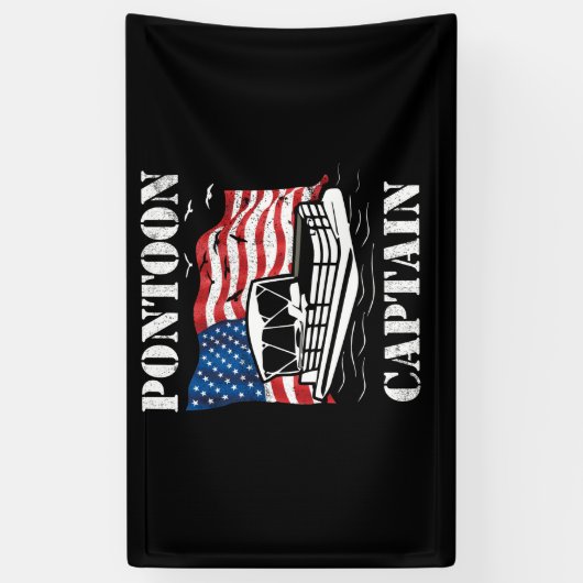 Pontoon Captain American Flag Pontoon Boat Lover Spandoek (Verticaal)