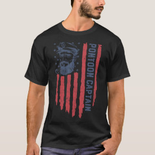 Pontoon Kapitein Amerikaanse Vlag Grappige Vaart B T-shirt