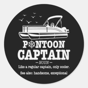 Pontoon Kapitein Definitie Boot Leven Grappig Vare Ronde Sticker