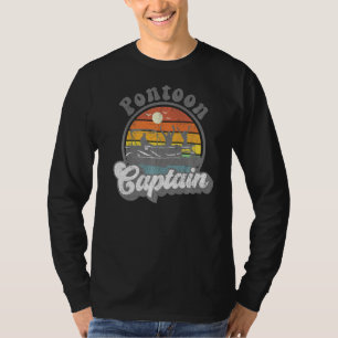 Pontoon Kapitein Retro Funny Boat Boating Fathers T-shirt