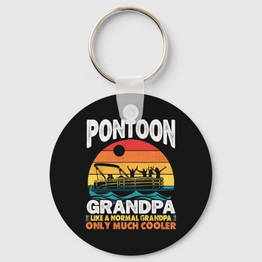 Pontoon opa kapitein Retro Funny Boating Father Sleutelhanger (Voorkant)