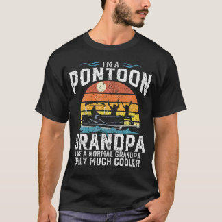 Pontoon opa kapitein Retro Funny Boating Father T-shirt