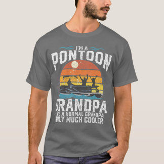Pontoon Opa Kapitein Retro Grappig Varen Vader T-shirt