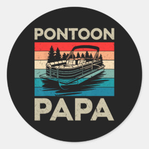 Pontoon Papa Recto Boot Kapitein Pontoon Eigenaar Ronde Sticker