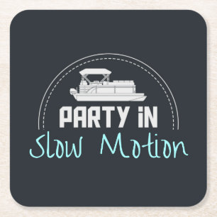 Pontoon Party in slow motion Vierkante Kartonnen Onderzetter
