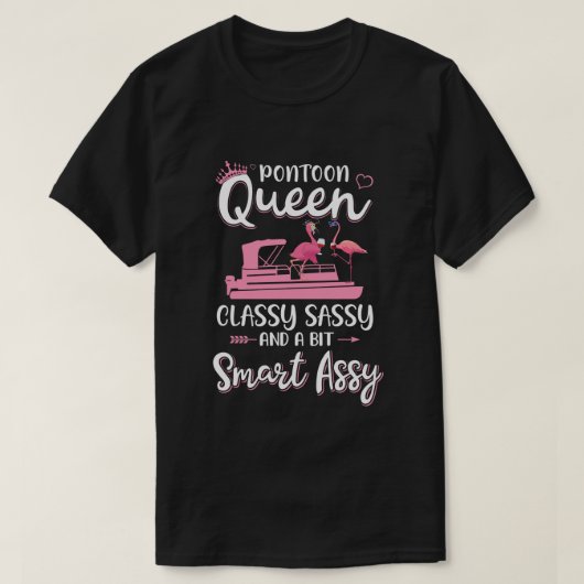 Pontoon Queen Classy Sassy Funny Flamingo Drink Wi T-shirt (Design voorkant)