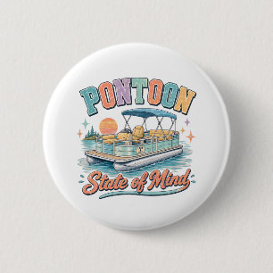 Pontoon Staat van Mind Meer Leven Zonsondergang Va Ronde Button 5,7 Cm