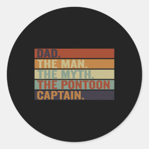 Pontoonbootkapitein Papa Funny Zeilen En Varen Ronde Sticker