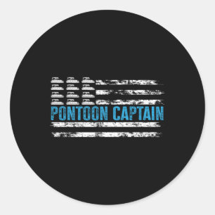 Pontoonkapitein Funny Boating 4 juli pontoon B Ronde Sticker
