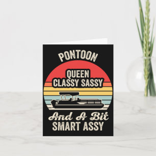Pontoonkoningin grappige boot retro zonsondergang kaart
