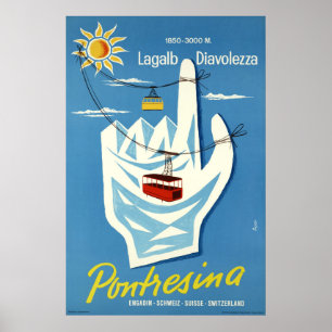 Pontresina, Engadin, Zwitserland, reisposter Poster