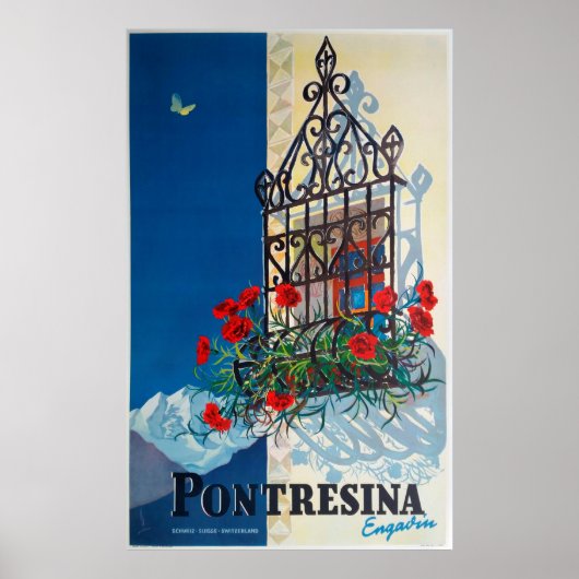 Pontresina - Suisse, Poster Vintage voyage (Devant)