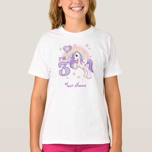 Pony 3e verjaardag gepersonaliseerd T-shirt (Voorkant)