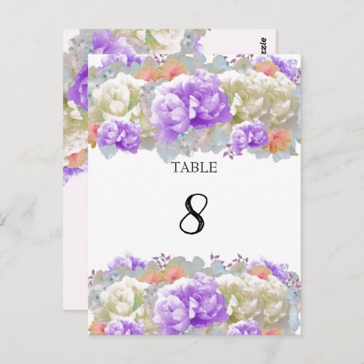 Pony Abriot and Plum Table Seating Number Kaart (Voorkant / Achterkant)