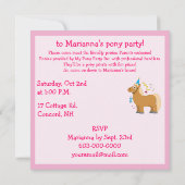 Pony Birthday Party Kaart (Achterkant)