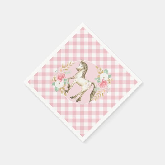 Pony bloemen en plaid Verjaardag Party servetten (Hoek)
