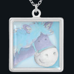 Pony cheval bleu aquarelle art collier<br><div class="desc">Beau collier d'aquarelle bleu Pony whimiscal design unique et peinture par Sarah Trett.</div>