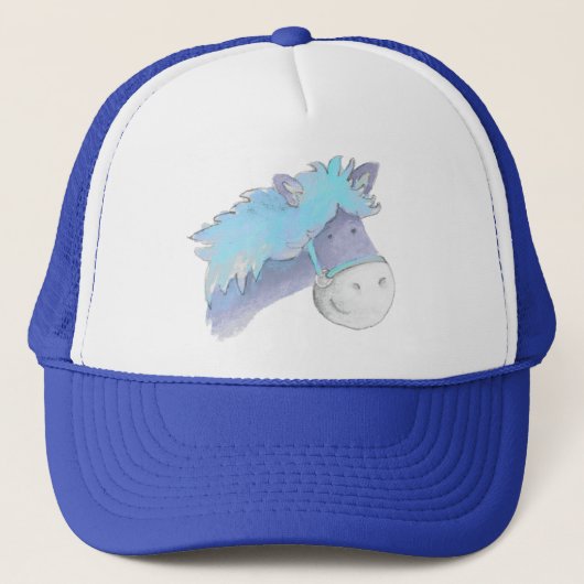 Pony cheval bleu aquarelle casquette (Devant)