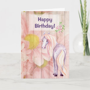  Pony Daisies op Barn Wood Horse Verjaardag Kaart