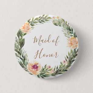Pony en Foliage Lijst Bridesmaid Badge Ronde Button 5,7 Cm