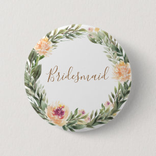 Pony en Foliage Lijst Bridesmaid Badge Ronde Button 5,7 Cm