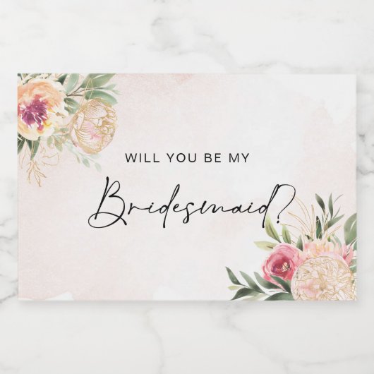 Pony en Gold Foil Blooms Bridesmaid Candle Label Voedselcontainer Etiket (Enkel label)