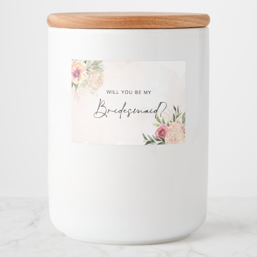 Pony en Gold Foil Blooms Bridesmaid Candle Label Voedselcontainer Etiket (Voorkant)