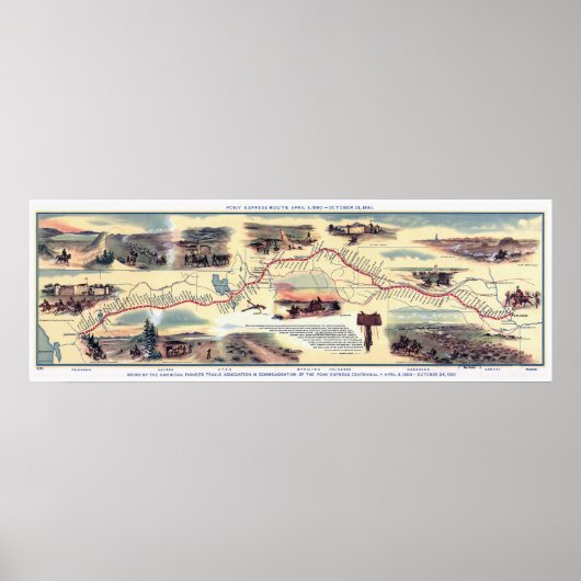 Pony Express Route Map Poster (Voorkant)