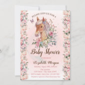Pony Flowers Rose étoiles Baby shower Invitation (Devant)