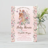 Pony Flowers Rose étoiles Baby shower Invitation (Debout devant)