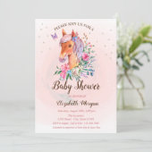 Pony Flowers Stars Invitation Baby shower (Debout devant)