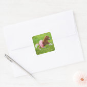 Pony in Tutu Vierkante Sticker (Envelop)