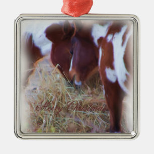 Pony kerstversiering metalen ornament