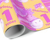 Pony kinder 1e verjaardag stripe wrapping cadeaupapier (Rol Hoek)