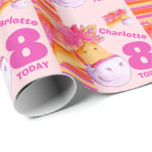 Pony kinder 8e verjaardag stripe wrapping cadeaupapier (Rol Hoek)