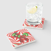 Pony marmer Stone Onderzetter Kerstmis (Zijkant)