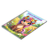 Pony met bloemen gepersonaliseerd Notitieboek (Linkerzijde)