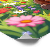  Pony met bloemen Poster (Hoek)