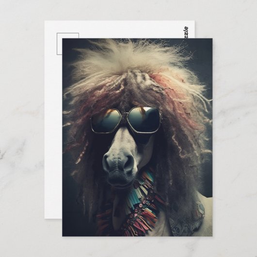 Pony met Clown Haar en Zonnebril Briefkaart (Voorkant / Achterkant)