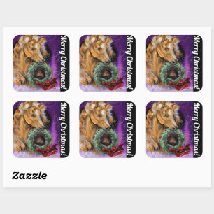 Pony met kerst Wreath Vierkante Sticker