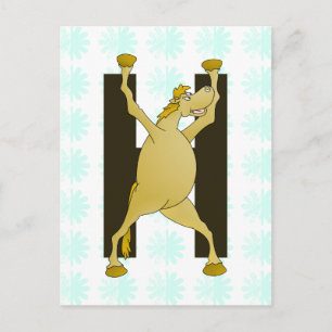 Pony-monogram letter H gepersonaliseerd Briefkaart