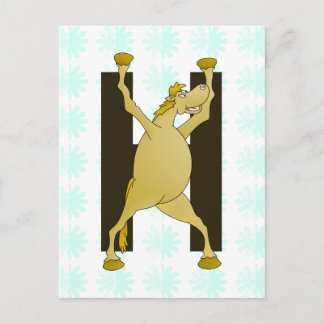 Pony-monogram letter H gepersonaliseerd Briefkaart