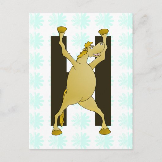 Pony-monogram letter H gepersonaliseerd Briefkaart (Voorkant)