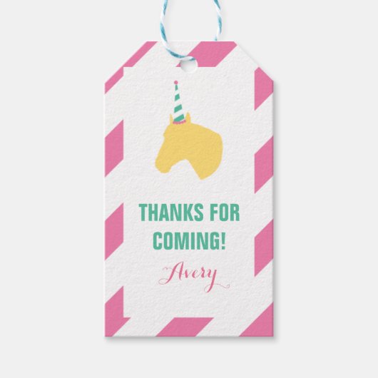 Pony Party Gepersonaliseerde Gift Label Roze Cadeaulabel (Voorkant)