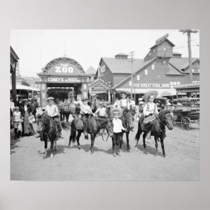 Pony Riders op Coney Island, 1904. foto Poster