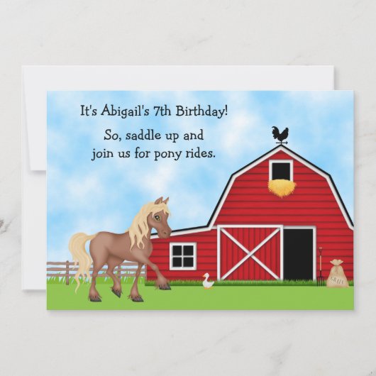 Pony Rides Équitation Anniversaire Invitation (Devant)