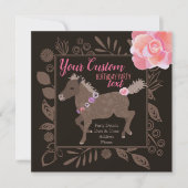 Pony rose et Brown Thème Anniversaire Invitation (Devant)