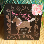 Pony rose et Brown Thème Anniversaire Invitation