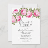 Pony rose et vert Brunch & Bubbly Invitation (Devant)